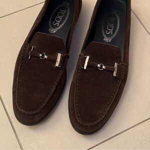 Tod's Dark Brown Suede Loafers
